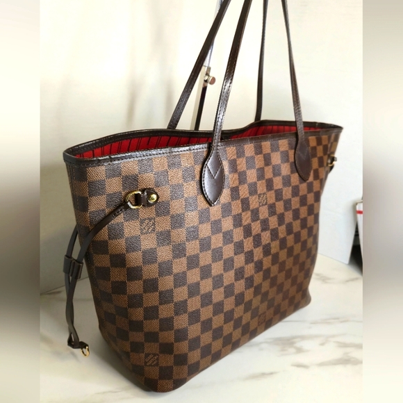 Louis Vuitton Handbags - Louis Vuitton Damier Ebene Neverfull Tote Bag MM Size